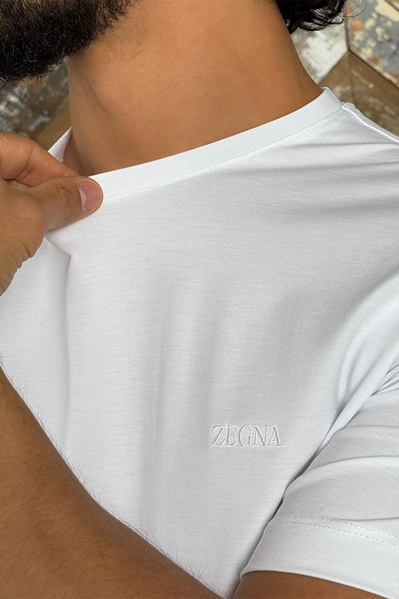 Zegna Мужская белая футболка logo-embroidered
