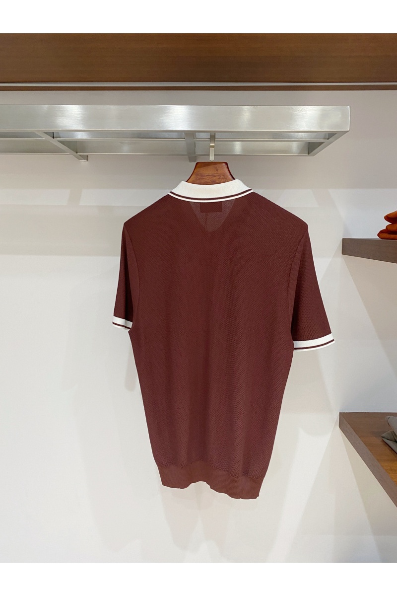 Kiton Мужское коричневое поло premium