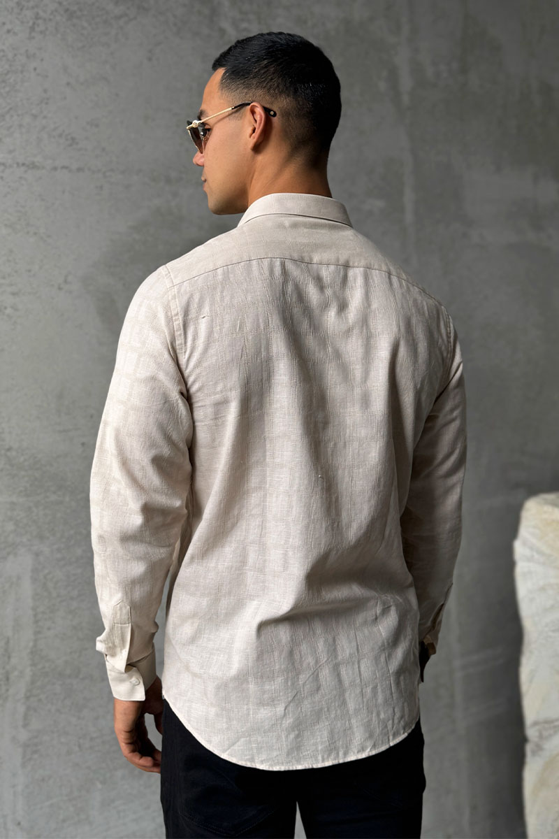 Burberry Мужская бежевая рубашка TB logo-embroidered