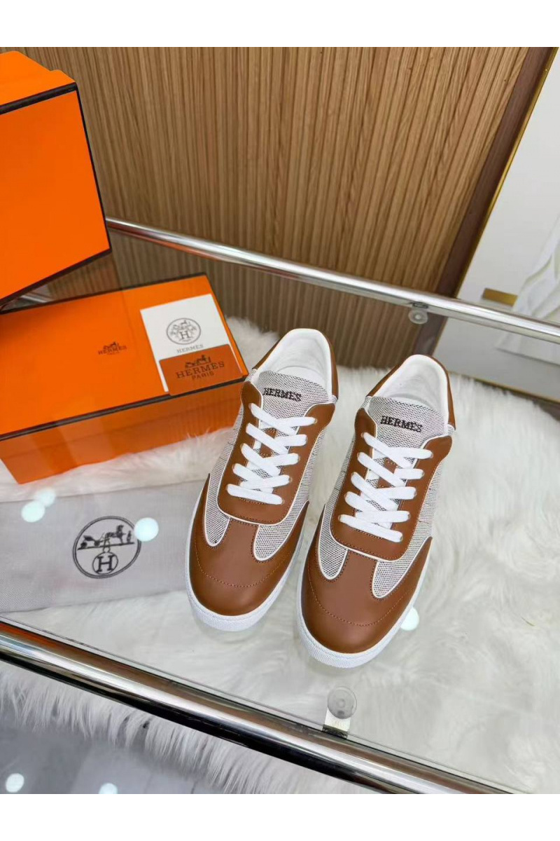Hermes Женские кожаные кроссовки Match
