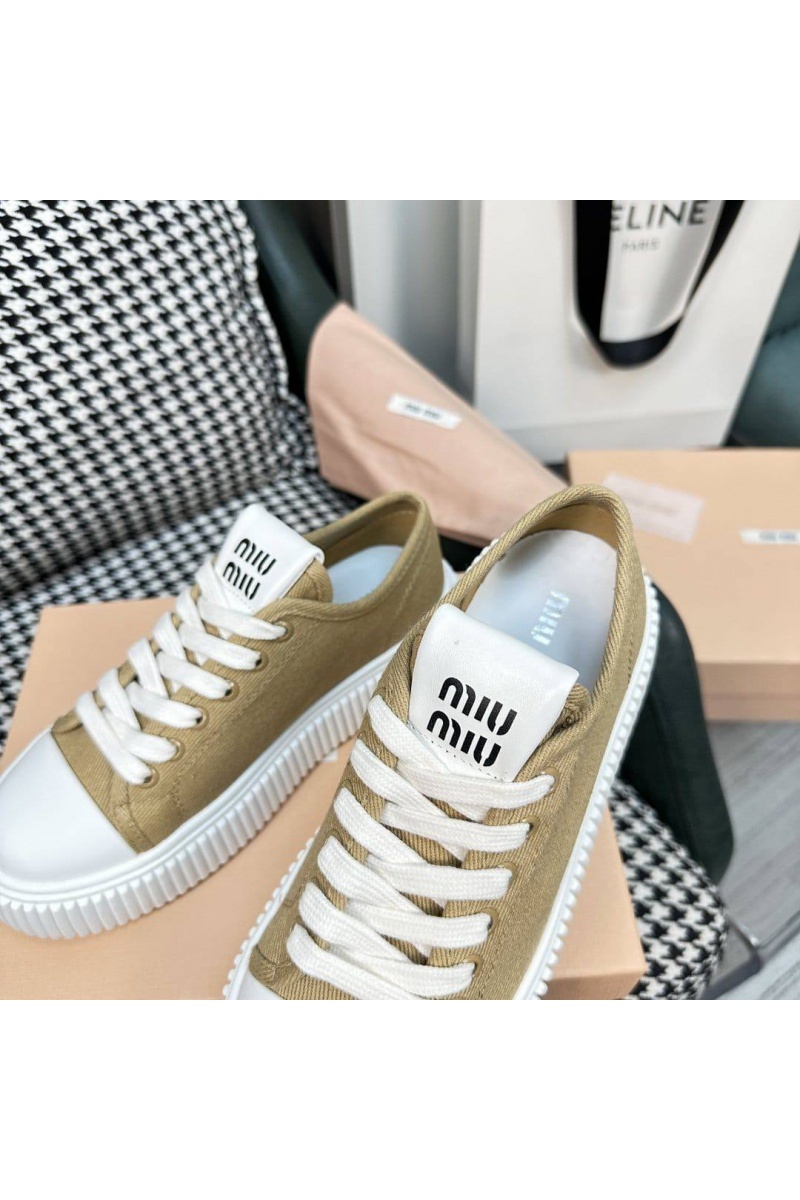 MIU MIU Женские текстильные кеды Premium - Beige