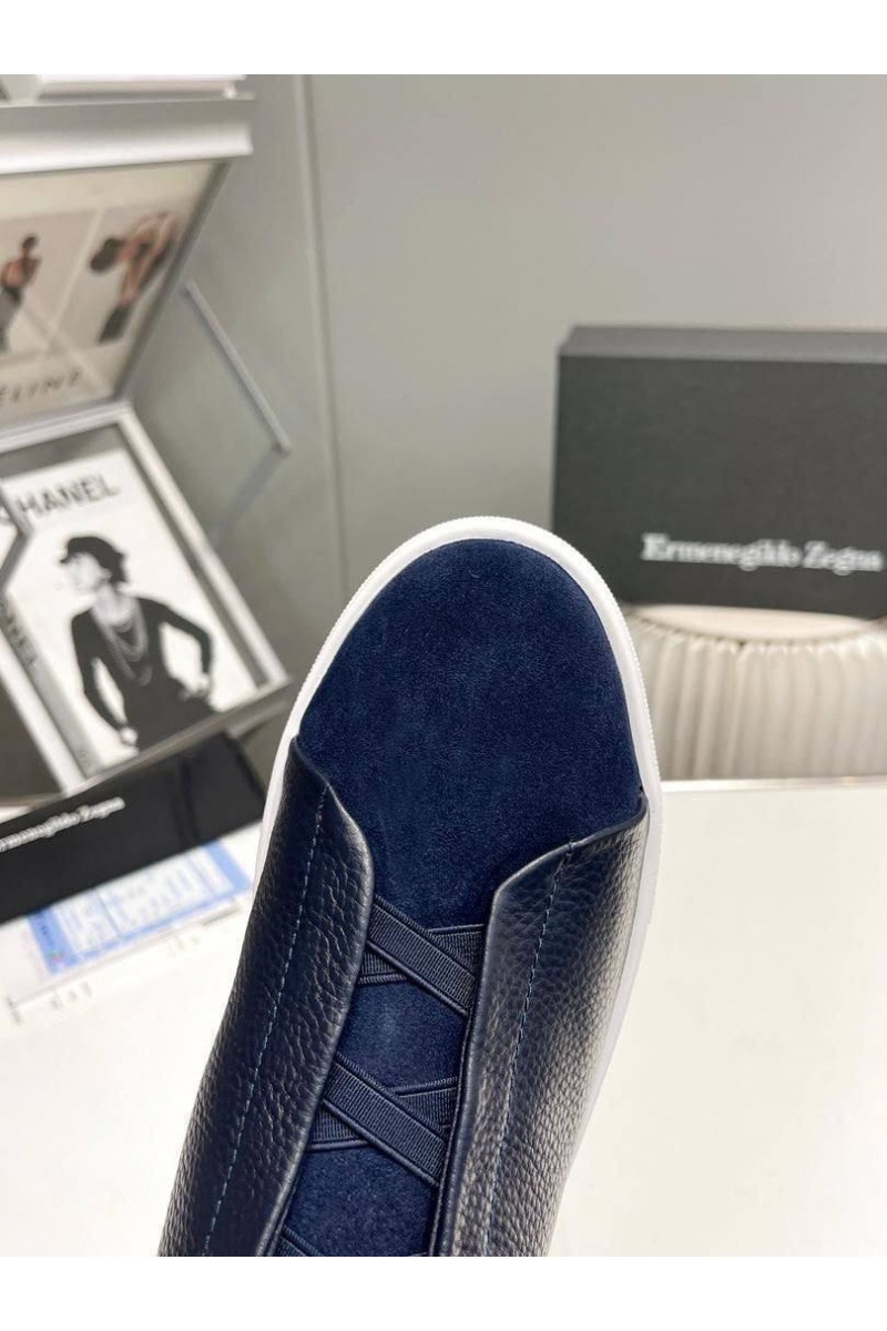 Zegna Кроссовки с мехом Triple Stitch - Navy