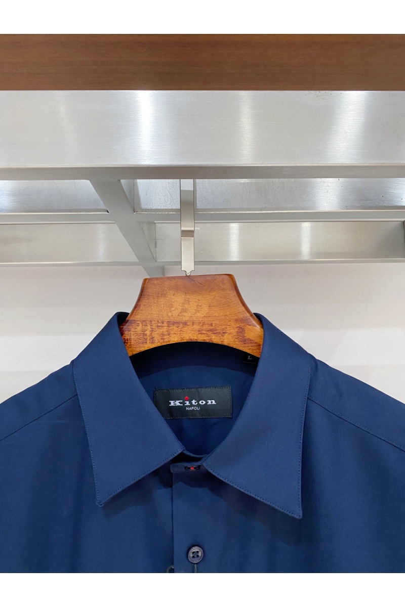Kiton Мужская тёмно-синяя рубашка premium