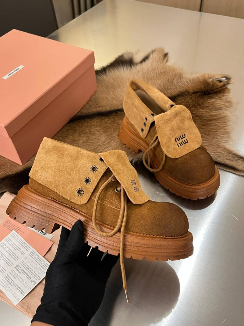 MIU MIU Женские замшевые ботинки Premium  - Chestnut