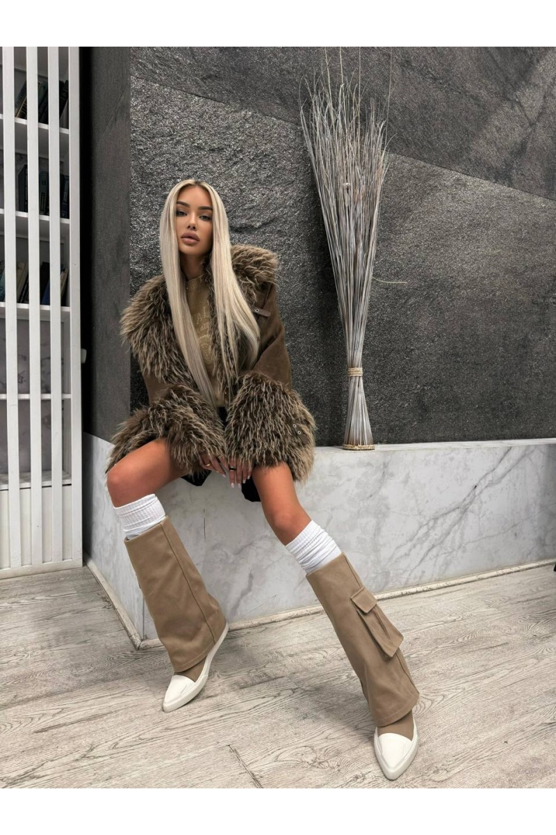 Designer Clothing Женская дубленка коричневого цвета