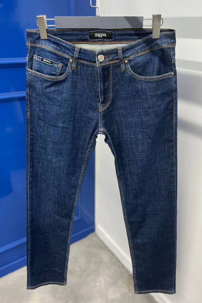 Zegna Мужские джинсы тёмно-синего цвета regular fit