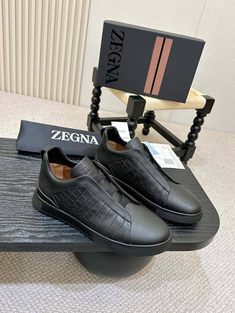 Zegna Мужские кроссовки Triple Stitch Alligator - Black