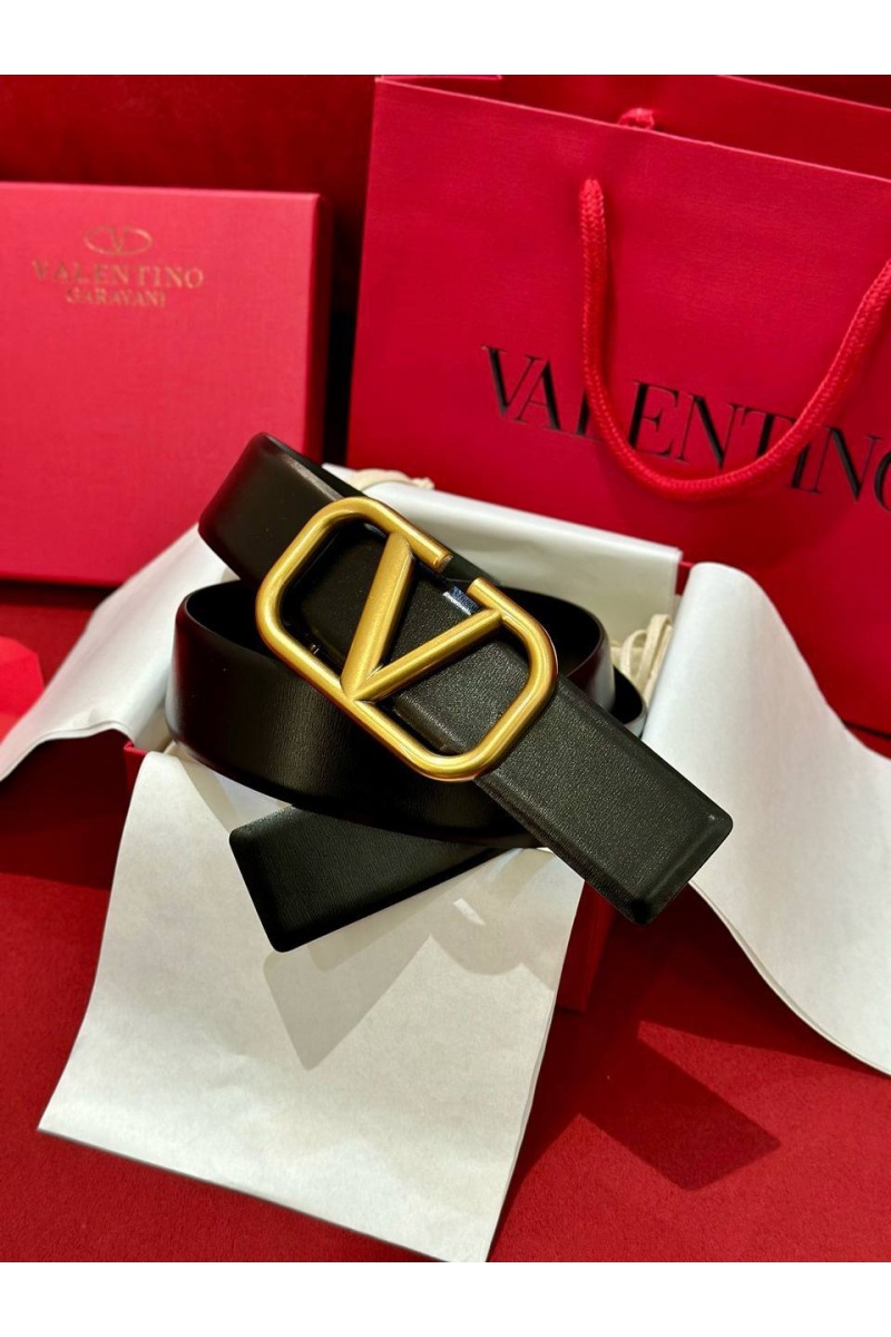 Valentino Чёрный кожаный ремень - ширина 4 см, длина 90 см