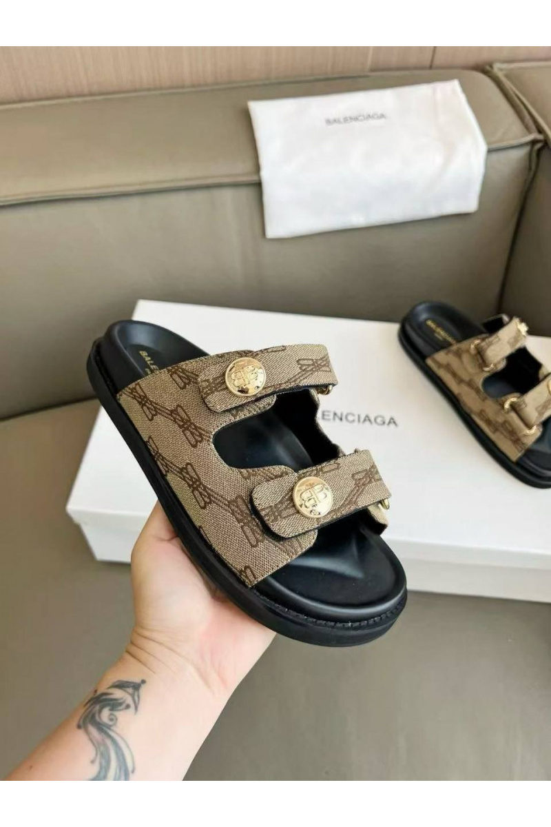 Balenciaga Женские шлёпанцы Jacquard Premium - Brown
