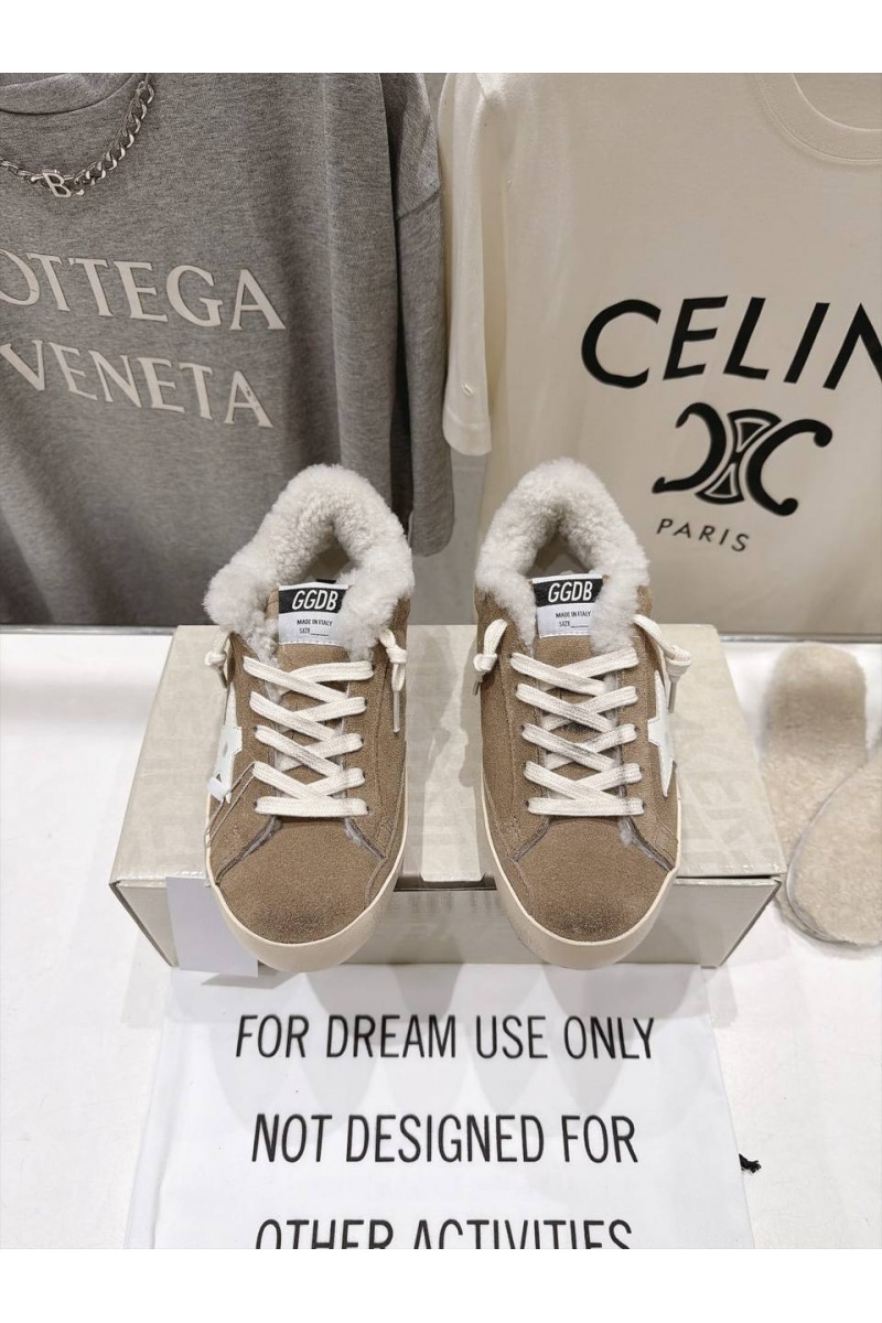 Designer Clothing Женские замшевые кроссовки с мехом Golden Goose Ball Star premium