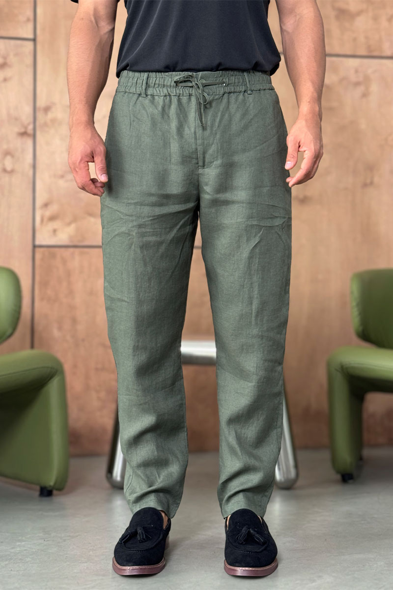 Loro Piana Мужские зелёные брюки 