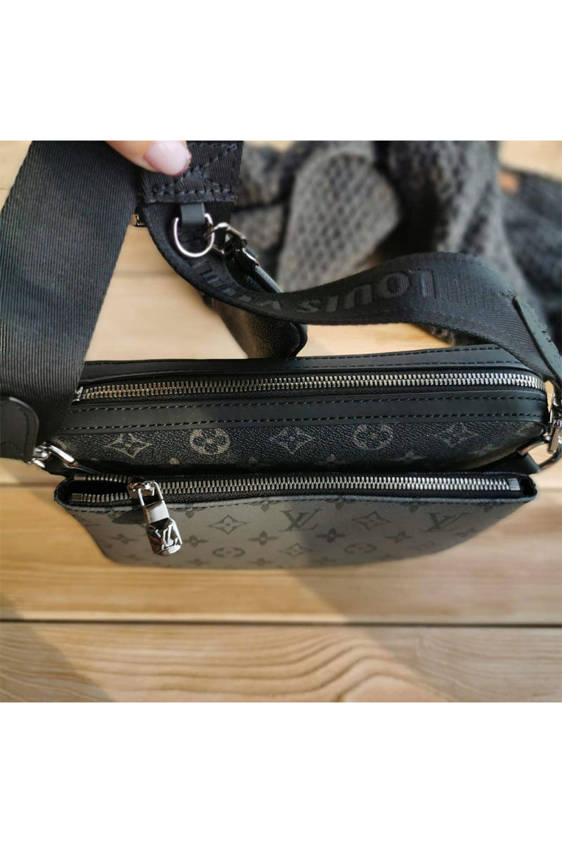 Lоuis Vuittоn Кожаная сумка Trio Messenger Monogram Eclipse 24x18 см