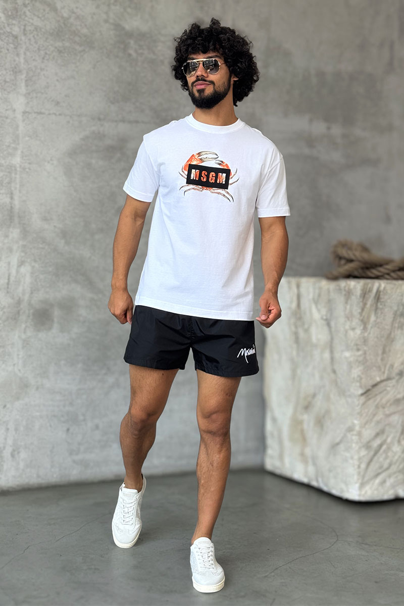 Designer Clothing Белая оверсайз футболка MSGM Crab-print