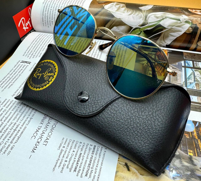 Ray Ban Солнцезащитные очки Round Metal - Blue Mirrored