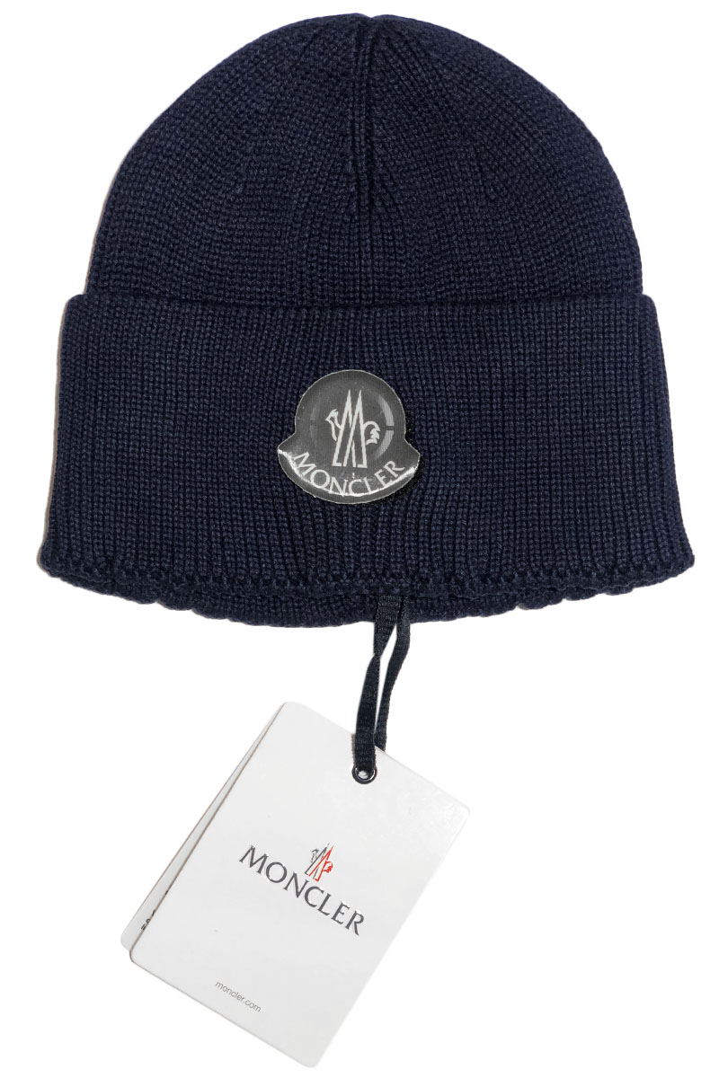 Moncler Брендовая шапка тёмно-синего цвета