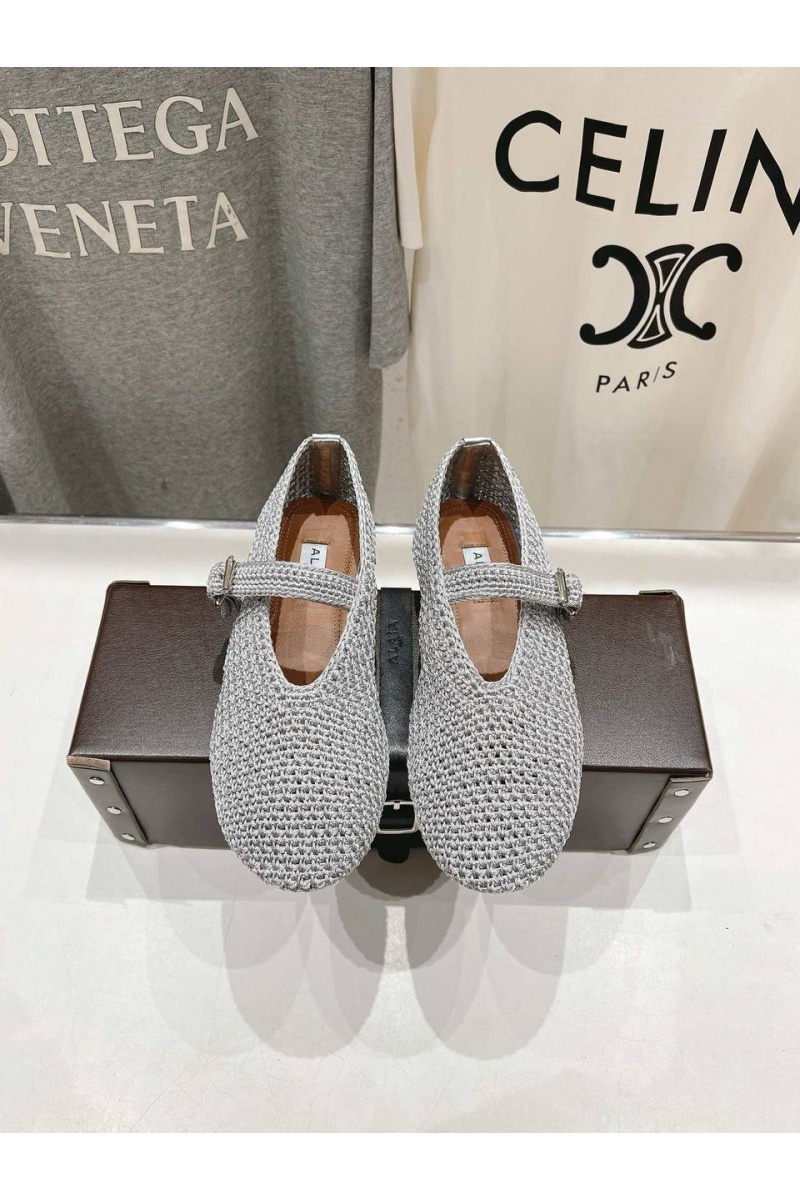 Designer Clothing Женские плетёные балетки ALaia Premium - Grey