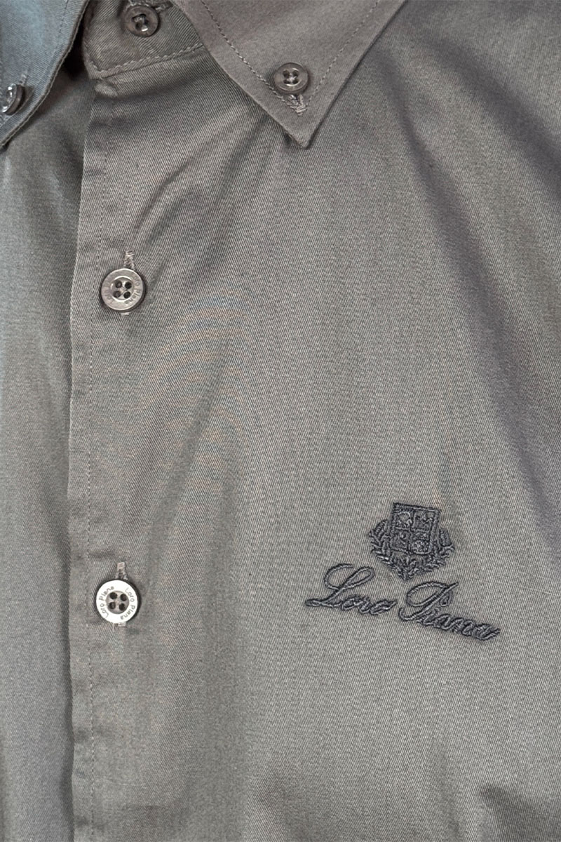 Loro Piana Мужская рубашка logo-embroidered - Grey