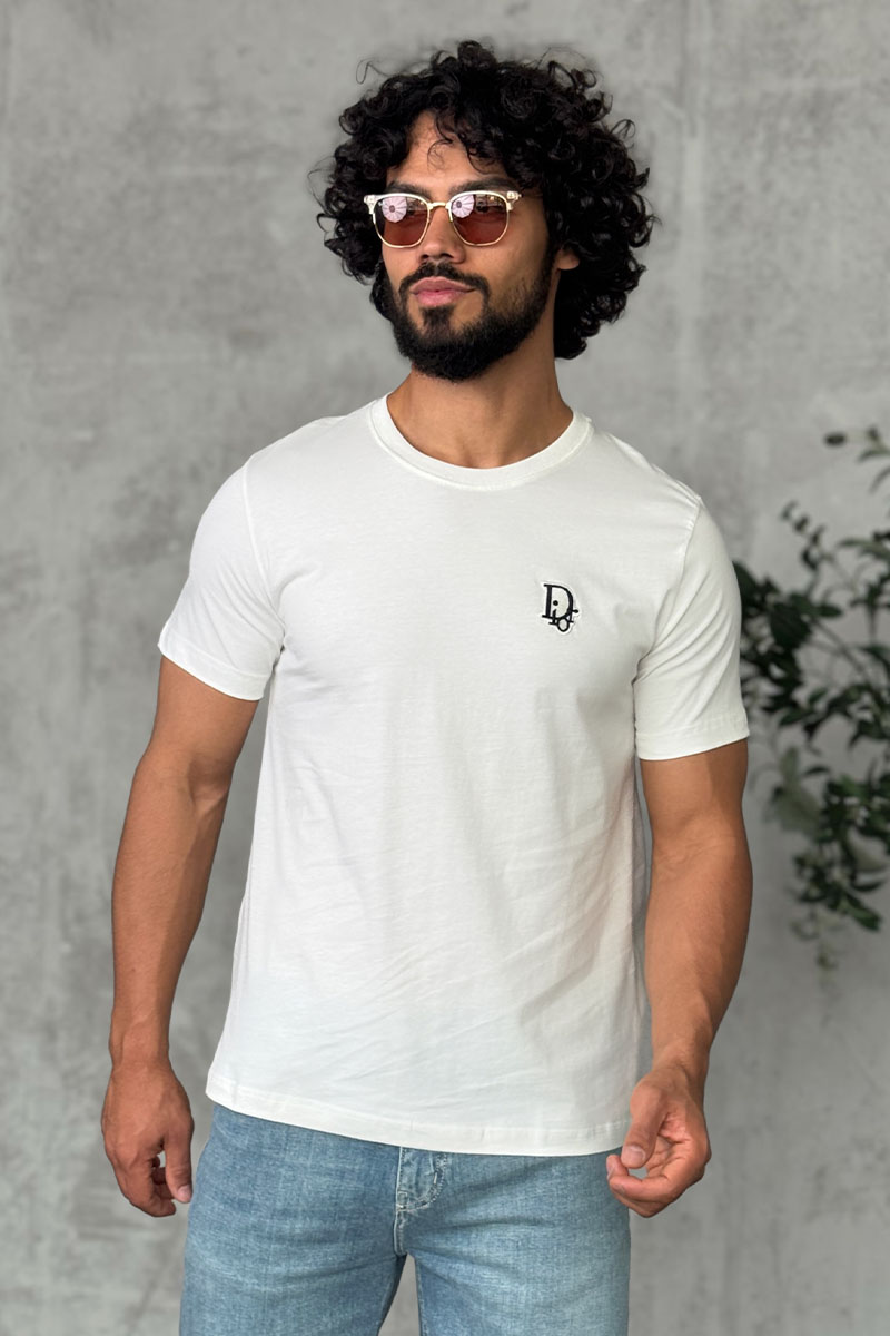 Dior Белая мужская футболка embroidered logo