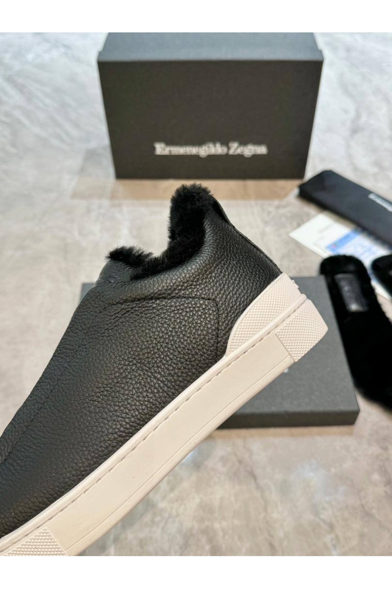 Zegna Кроссовки с мехом Triple Stitch