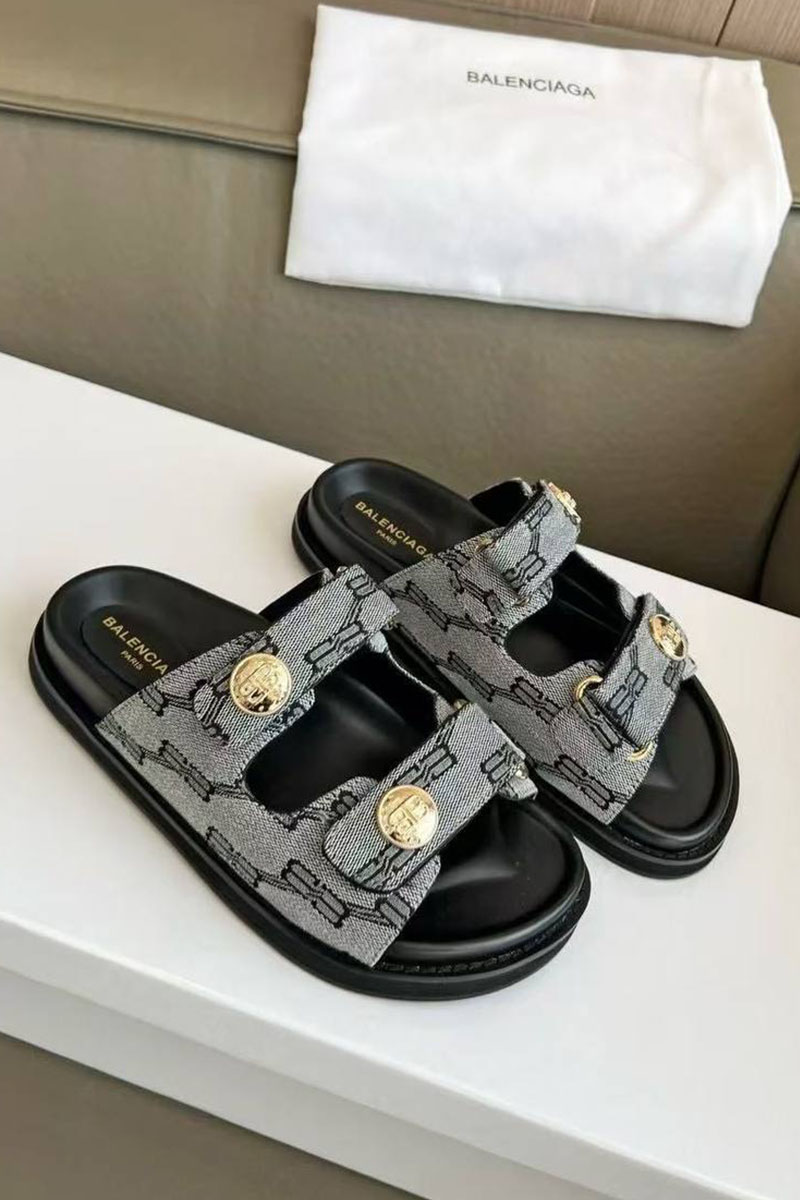 Balenciaga Женские шлёпанцы Jacquard Premium - Grey