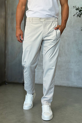 Мужские светло-бежевые брюки slim fit