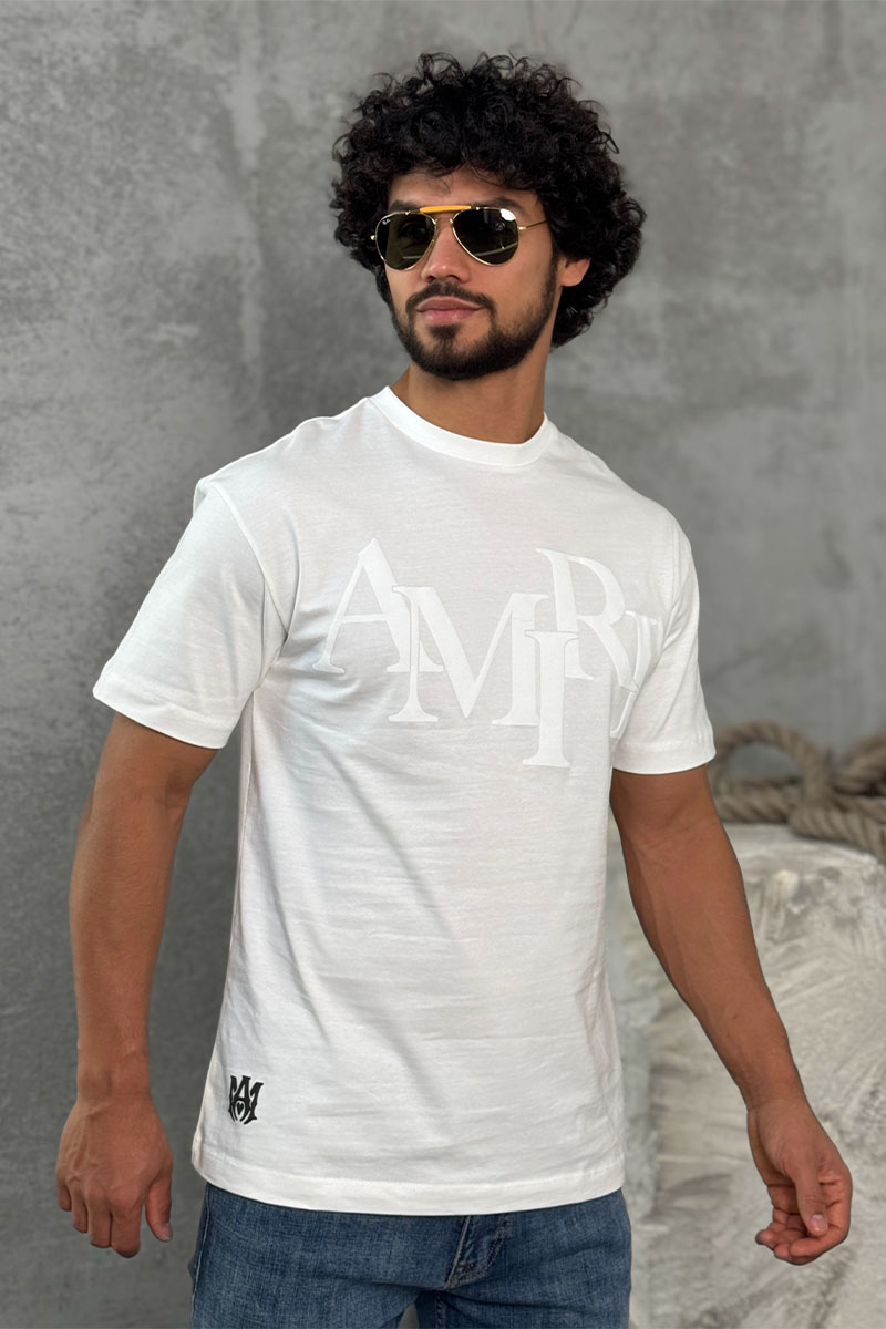 Amiri Футболка белого цвета staggered logo 