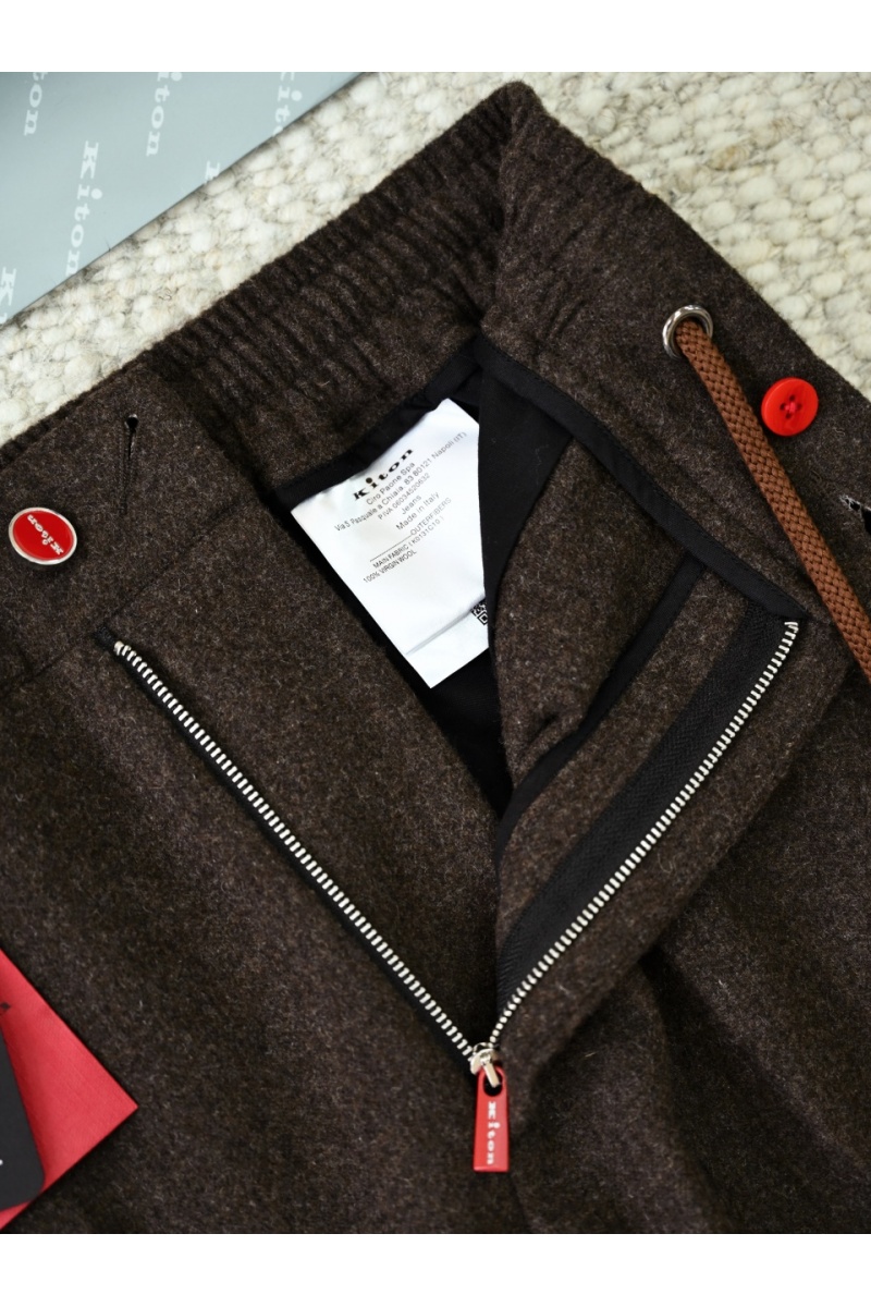 Kiton Мужские коричневые брюки premium