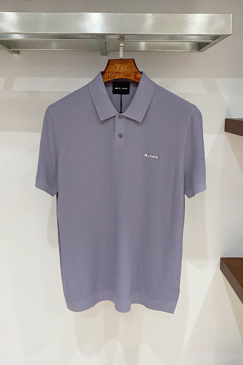 Kiton Мужское серое поло premium