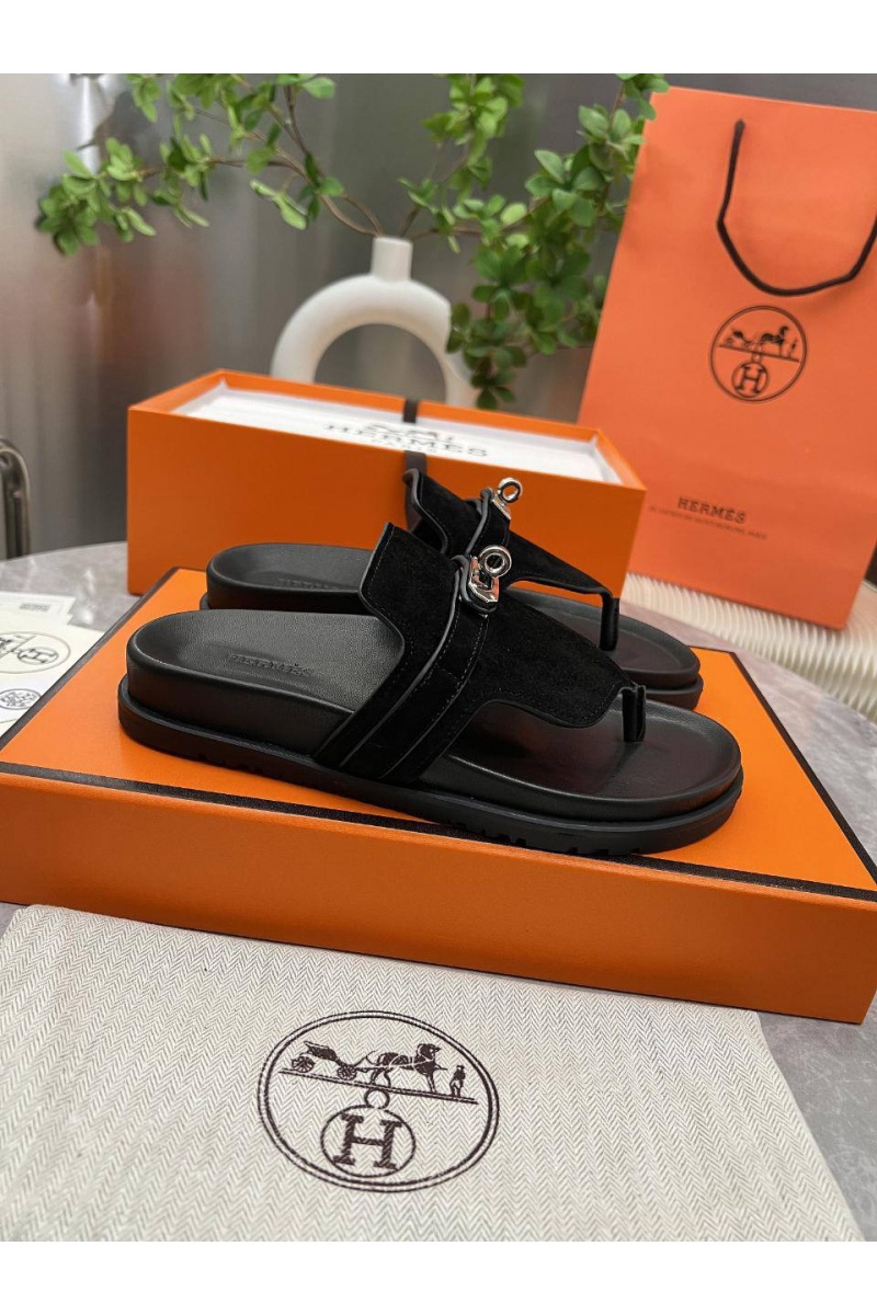 Hermes Женские кожаные шлёпанцы Empire premium