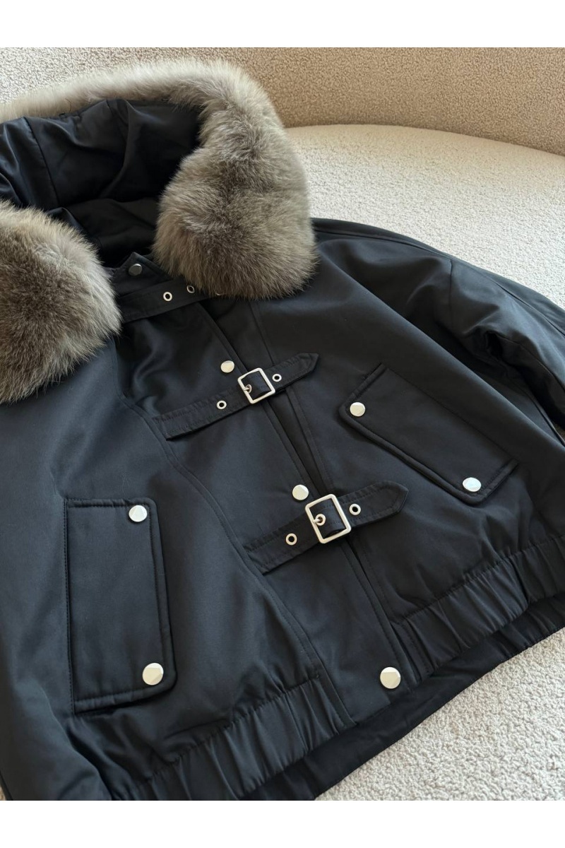 Designer Clothing Женский чёрный пуховик с мехом