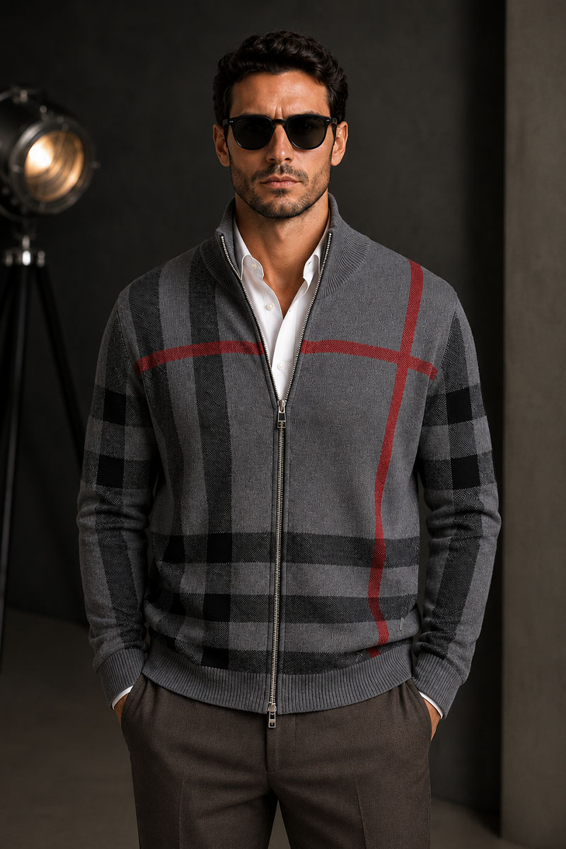 Burberry Серая кофта London Check Zip-Up