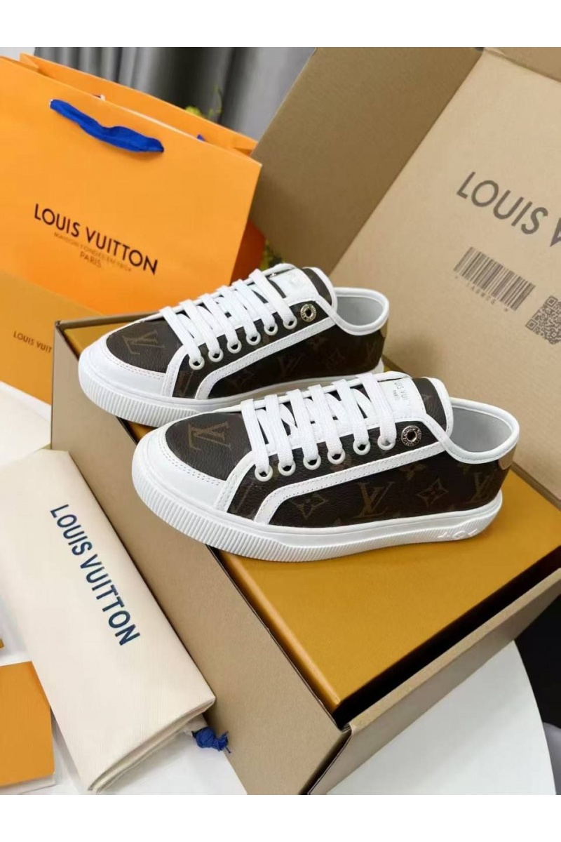 Lоuis Vuittоn Женские кожаные кеды Premium - Brown