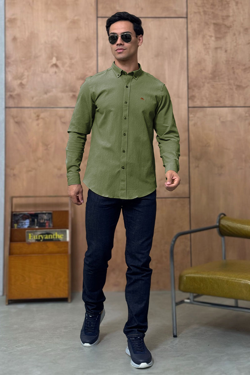 Etro Мужская зелёная рубашка Pegasus logo