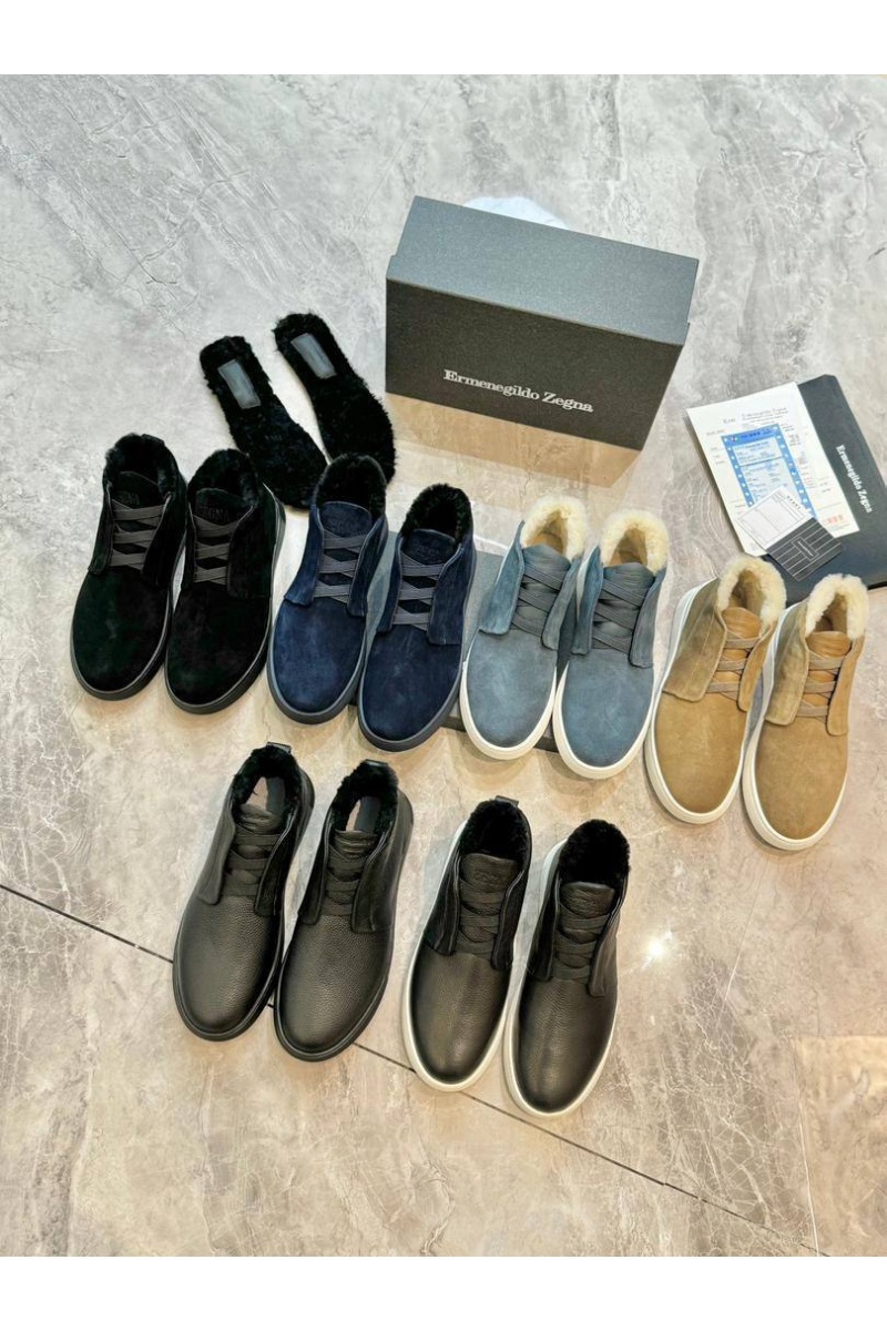 Zegna Кроссовки с мехом Triple Stitch - Black