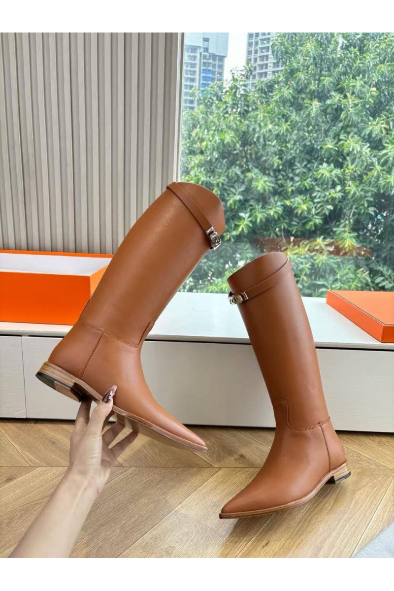 Hermes Женские кожаные сапоги Jumping Boot premum