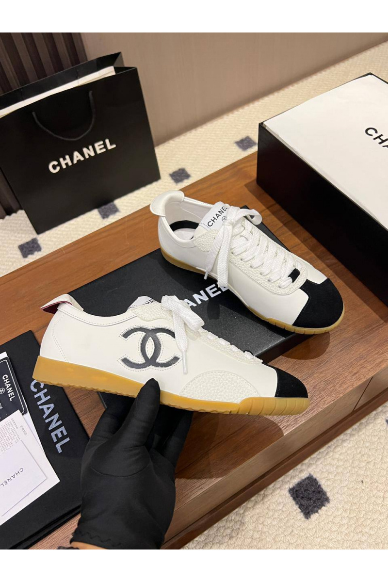 Chаnеl Женские кожаные кроссовки premium