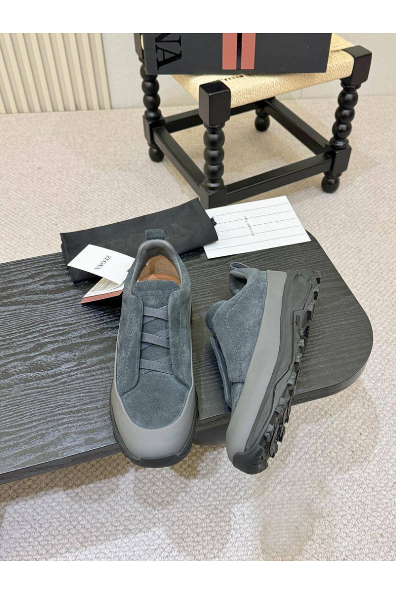 Zegna Замшевые кроссовки Triple Stitch Monte - Grey
