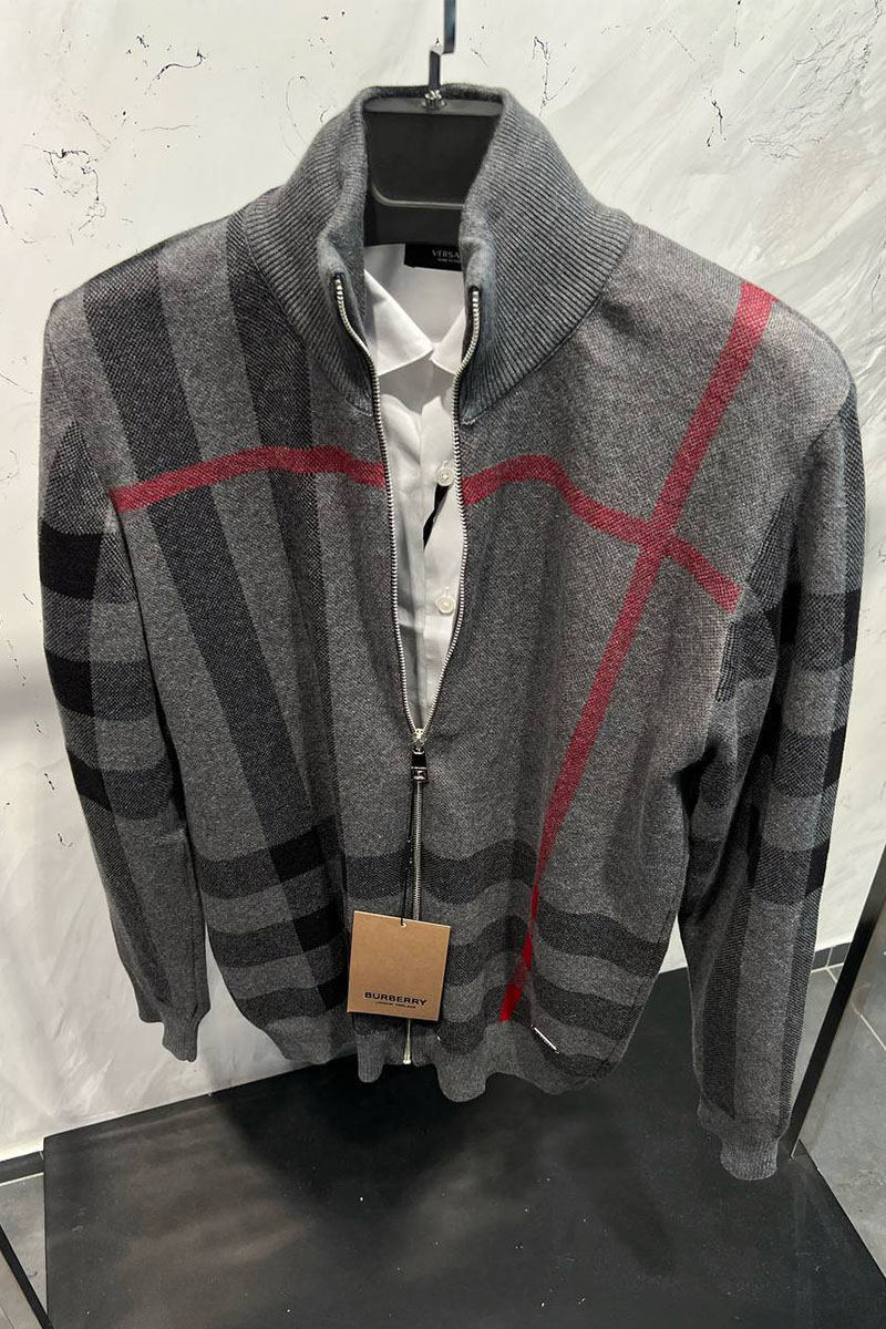 Burberry Серая кофта London Check Zip-Up