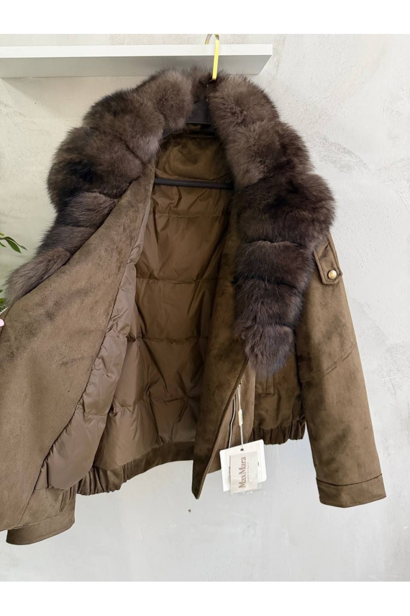 Max Mara Женский бомбер с натуральным мехом premium