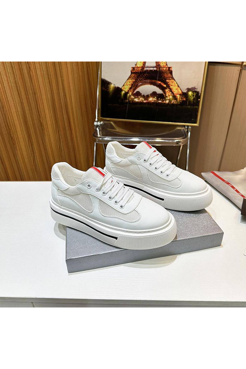 Prada Комбинированные кроссовки logo-stripe - White