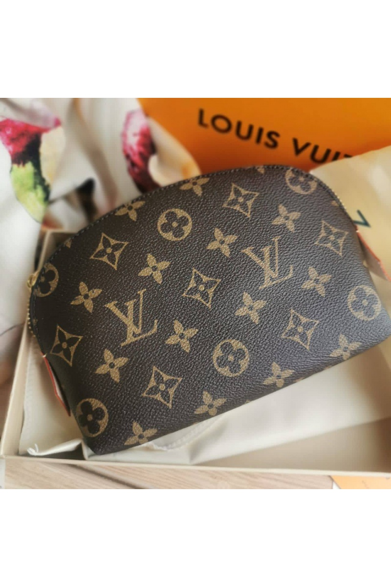 Lоuis Vuittоn Кожаная косметичка Pouch PM Monogram Canvas 19x12 см - Brown