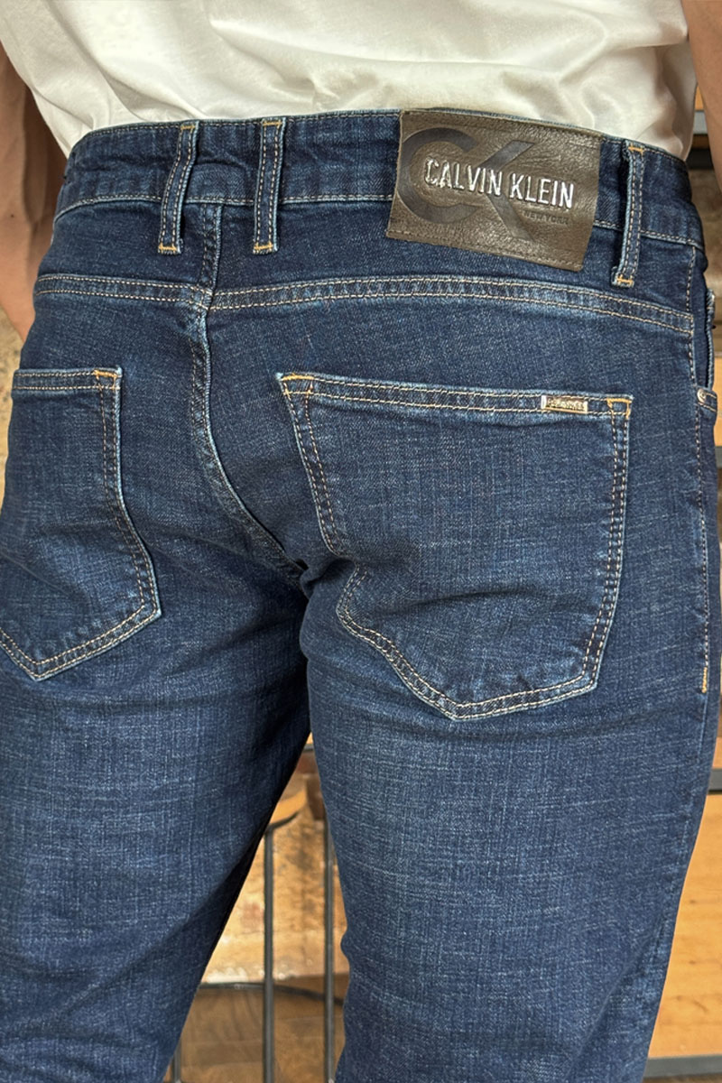 Calvin Klein Мужские тёмно-синие джинсы slim fit