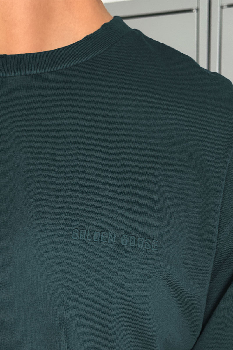 Designer Clothing Мужская зелёная футболка Golden Goose