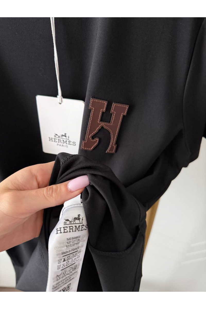 Hermes Женская чёрная футболка premium