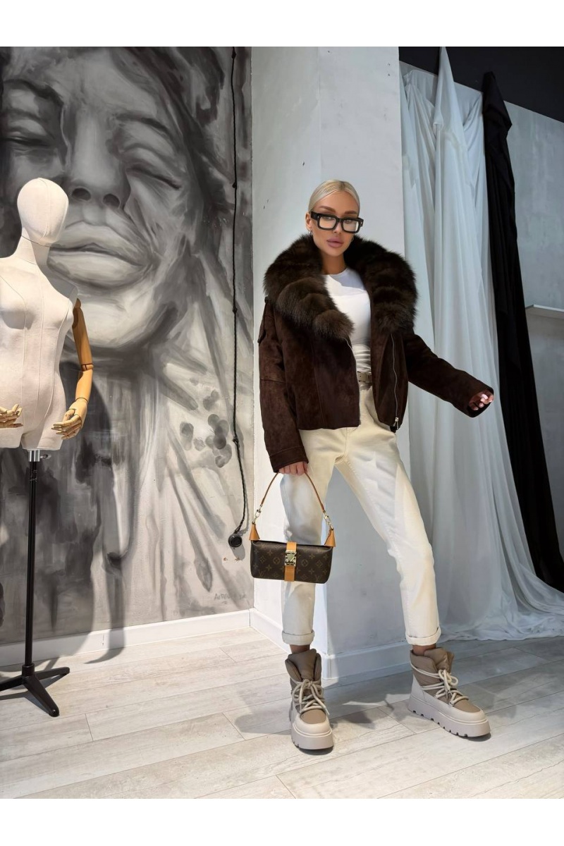 Max Mara Женский бомбер с натуральным мехом premium