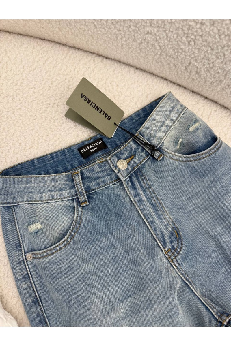 Balenciaga Женские рванные джинсы синего цвета