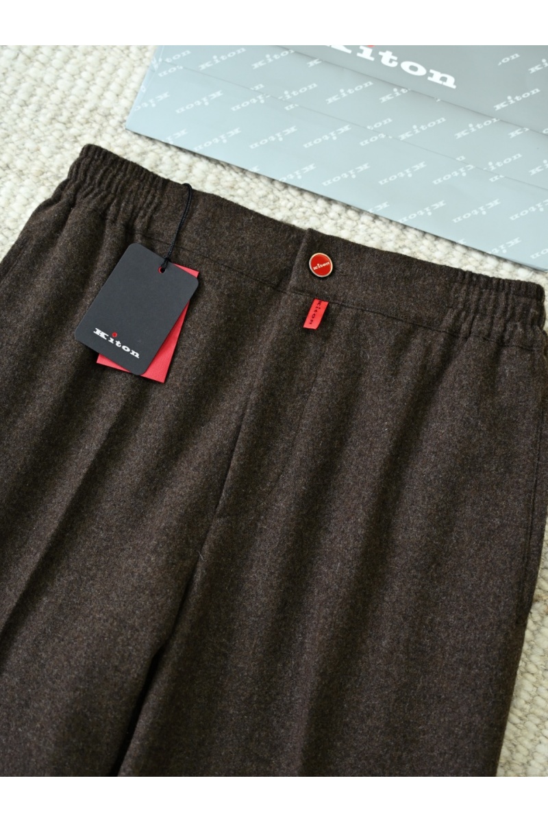 Kiton Мужские коричневые брюки premium