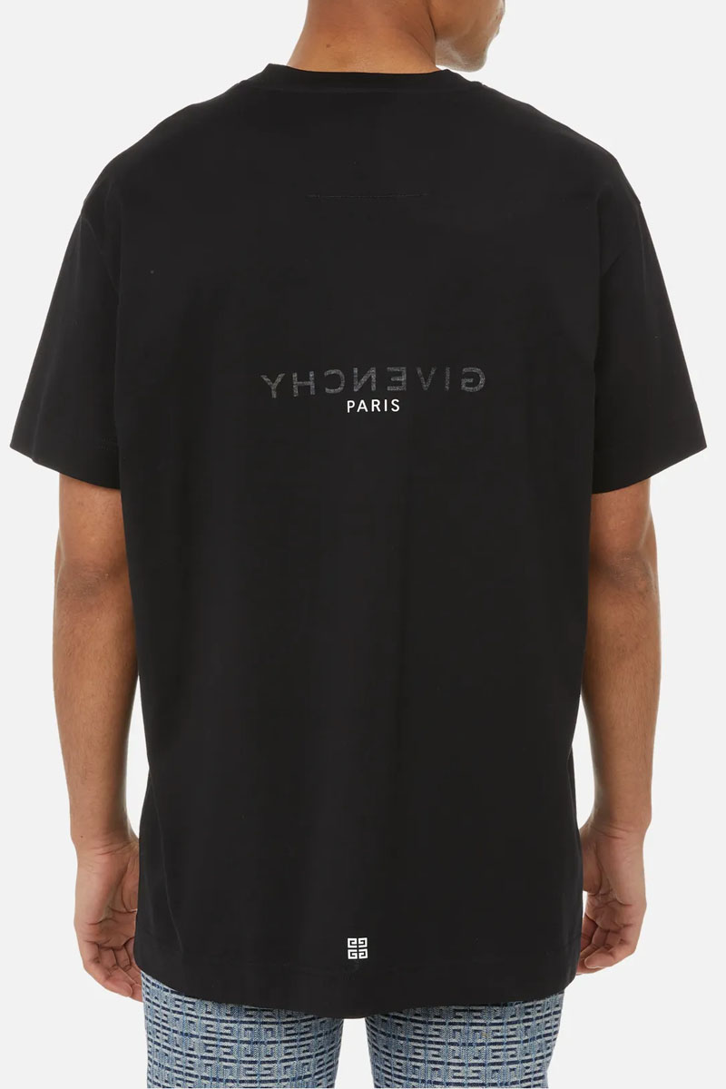Givenchy Мужская чёрная футболка mirrored-logo