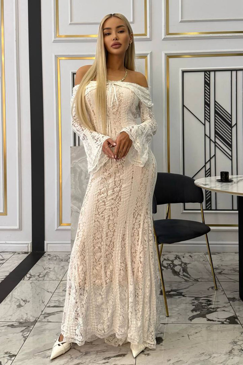 MIU MIU Кружевное женское платье с открытыми плечами 