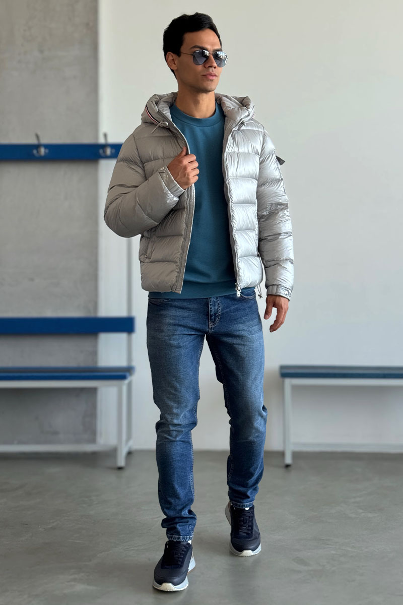 Moncler Мужской серый пуховик Pavin